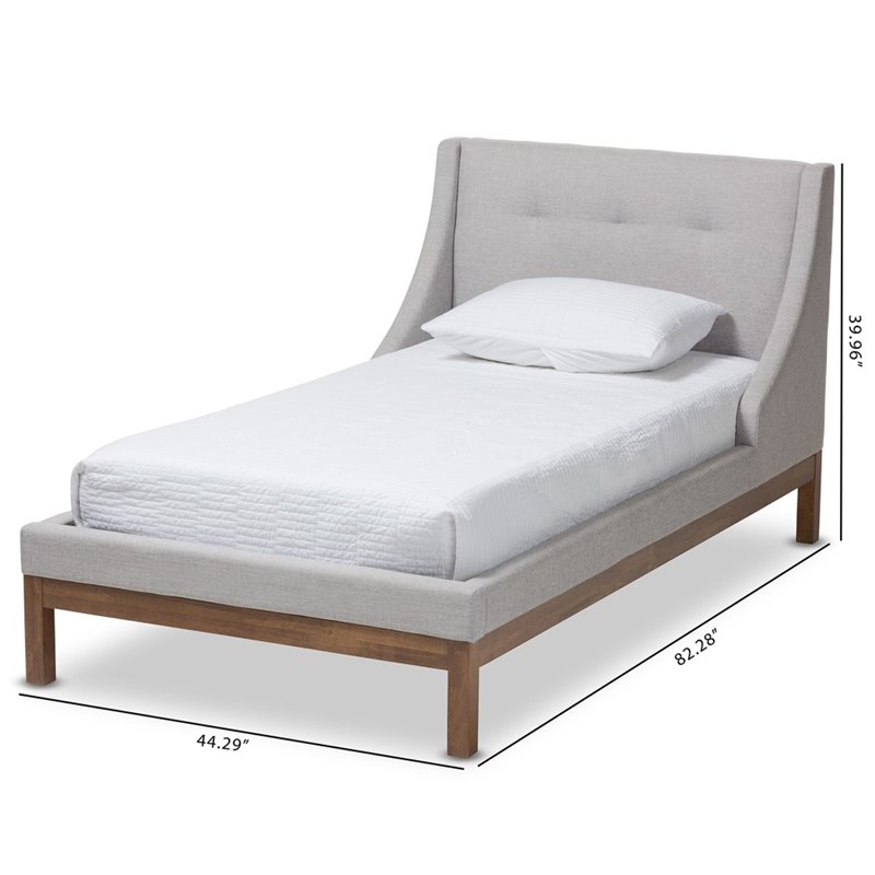 Bowery Hill Upholstered Twin Platform Bed in Greyish Beige