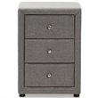 Bowery Hill 3 Drawer Fabric Upholstered Nightstand in Grey