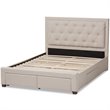 Bowery Hill Tufted King Storage Platform Bed in Light Beige