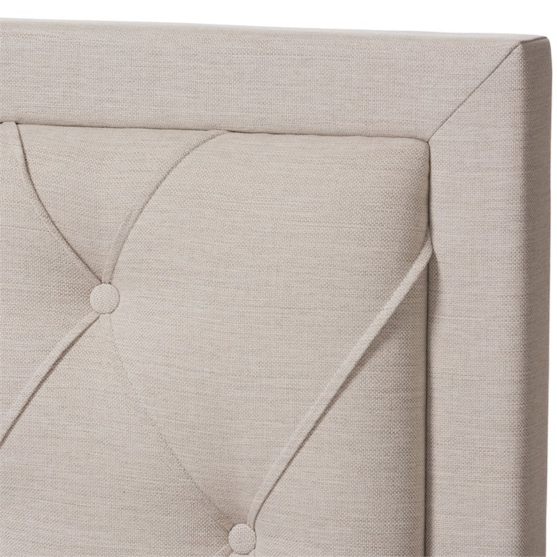 Bowery Hill Tufted King Storage Platform Bed in Light Beige