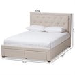 Bowery Hill Tufted King Storage Platform Bed in Light Beige