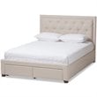 Bowery Hill Tufted King Storage Platform Bed in Light Beige