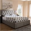 Bowery Hill Tufted Queen Storage Platform Bed in Light Gray
