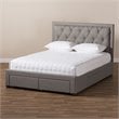 Bowery Hill Tufted Queen Storage Platform Bed in Light Gray