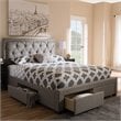 Bowery Hill Tufted Queen Storage Platform Bed in Light Gray