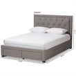 Bowery Hill Tufted Queen Storage Platform Bed in Light Gray