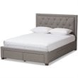 Bowery Hill Tufted Queen Storage Platform Bed in Light Gray