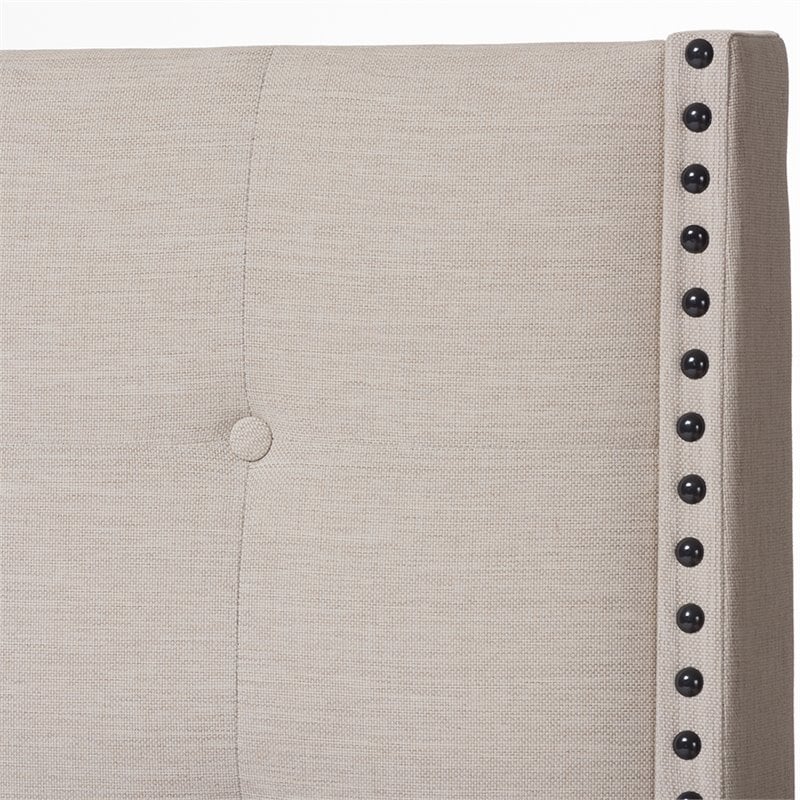 Bowery Hill Tufted Queen Panel Bed in Light Beige