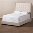 Bowery Hill Tufted Queen Panel Bed in Light Beige