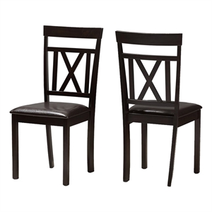 Bowery Hill 18.5&quot Modern Faux Leather Dining Side Chair in Dark Brown (Set of 2)