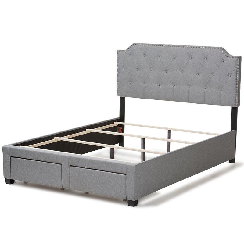 Bowery Hill Tufted Queen Storage Panel Bed in Gray