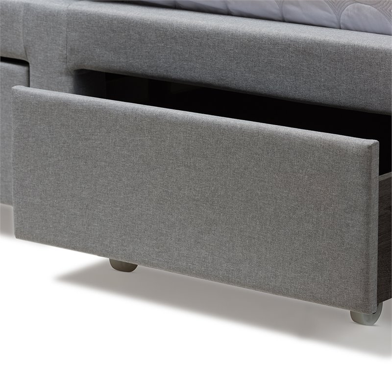 Bowery Hill Tufted Queen Storage Panel Bed in Gray