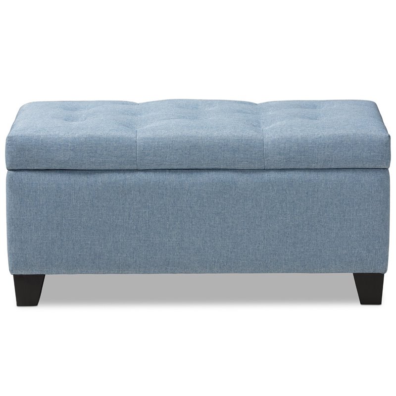 Bowery Hill Upholstered Storage Ottoman Bench in Light Blue
