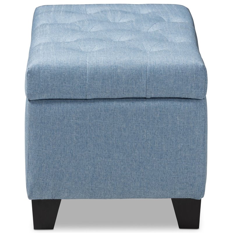 Bowery Hill Upholstered Storage Ottoman Bench in Light Blue