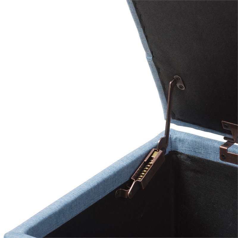 Bowery Hill Upholstered Storage Ottoman Bench in Light Blue