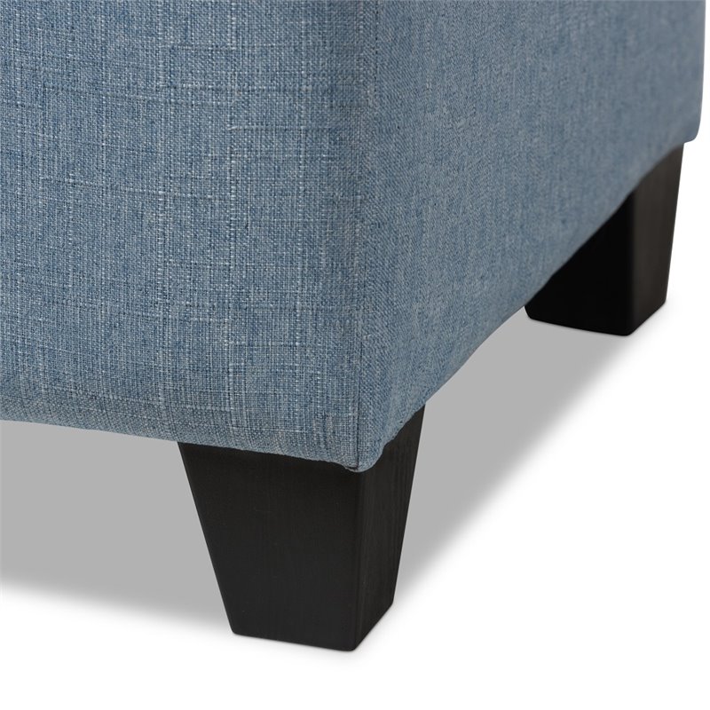 Bowery Hill Upholstered Storage Ottoman Bench in Light Blue