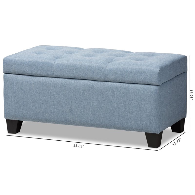 Bowery Hill Upholstered Storage Ottoman Bench in Light Blue