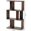 Bowery Hill 3 Shelf Display Bookcase in Brown and Dark Grey