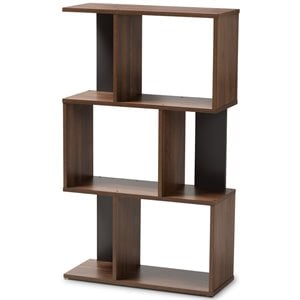 Bowery Hill 3 Shelf Display Bookcase in Brown and Dark Grey