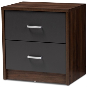 bowery hill 2 drawer nightstand in dark brown and dark grey