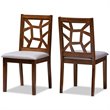 Bowery Hill Dining Side Chair in Walnut and Grey (Set of 2)