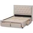 Bowery Hill Tufted Queen Storage Platform Bed in Light Beige
