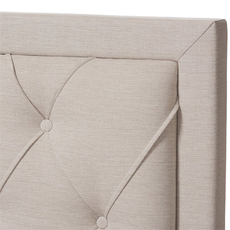 Bowery Hill Tufted Queen Storage Platform Bed in Light Beige