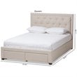 Bowery Hill Tufted Queen Storage Platform Bed in Light Beige