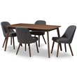 Bowery Hill 5 Piece Dining Set in Dark Gray and Walnut Brown