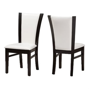 Bowery Hill 18.5&quot Modern Faux Leather Dining Side Chair in White (Set of 2)