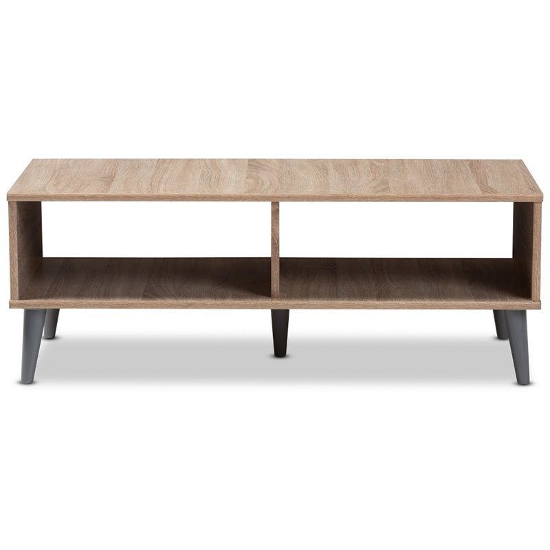 Bowery Hill Wood Coffee Table in Oak and Light Grey