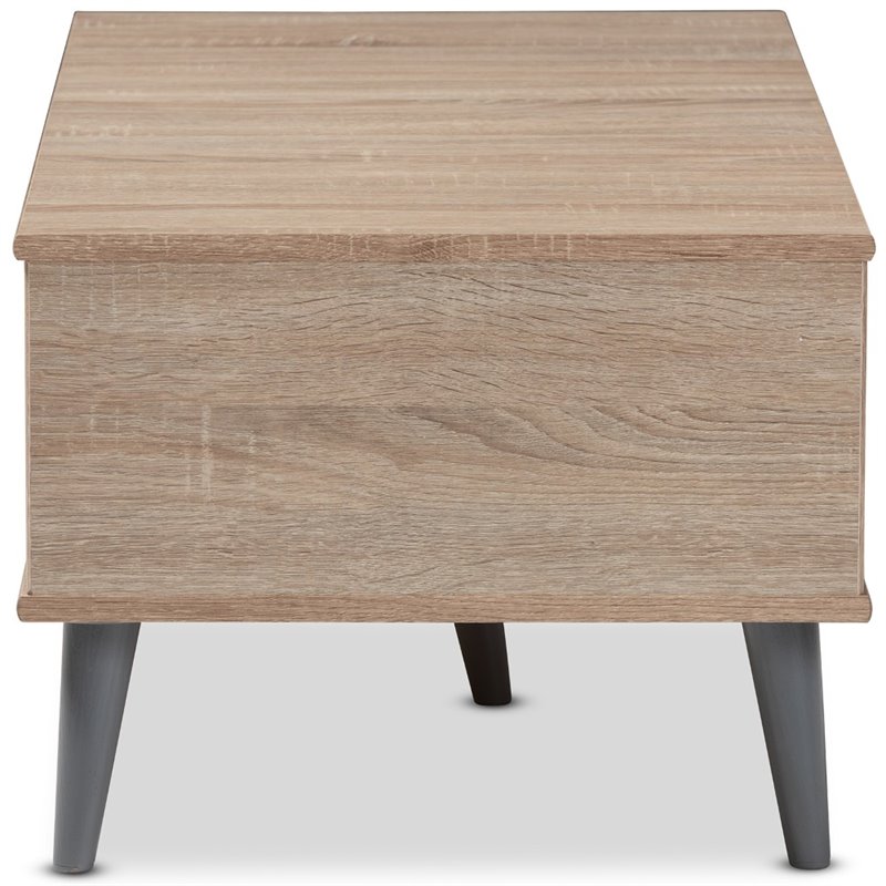 Bowery Hill Wood Coffee Table in Oak and Light Grey
