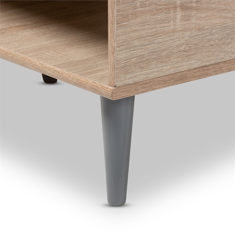 Bowery Hill Wood Coffee Table in Oak and Light Grey