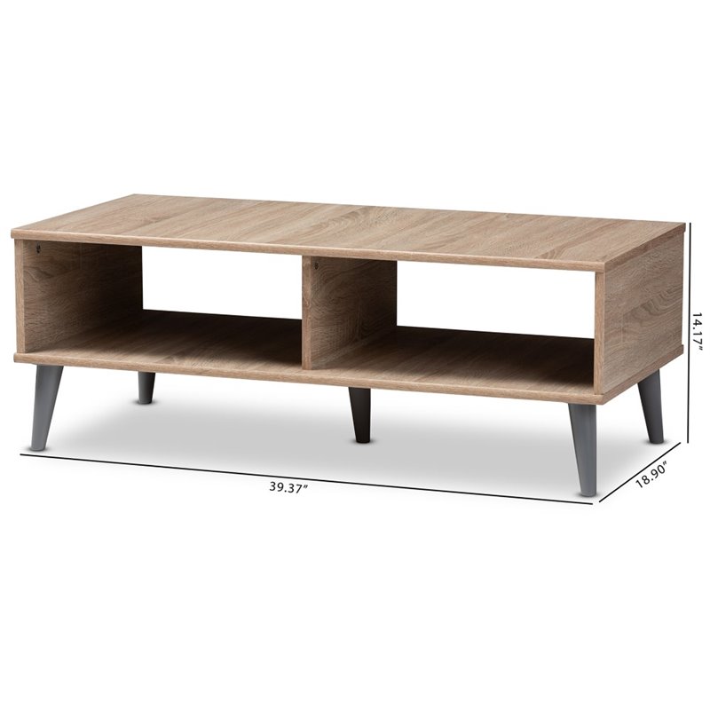 Bowery Hill Wood Coffee Table in Oak and Light Grey