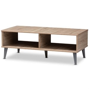 Bowery Hill Wood Coffee Table in Oak and Light Grey