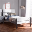 Bowery Hill Twin Slat Platform Bed in White and Gray