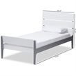 Bowery Hill Twin Slat Platform Bed in White and Gray