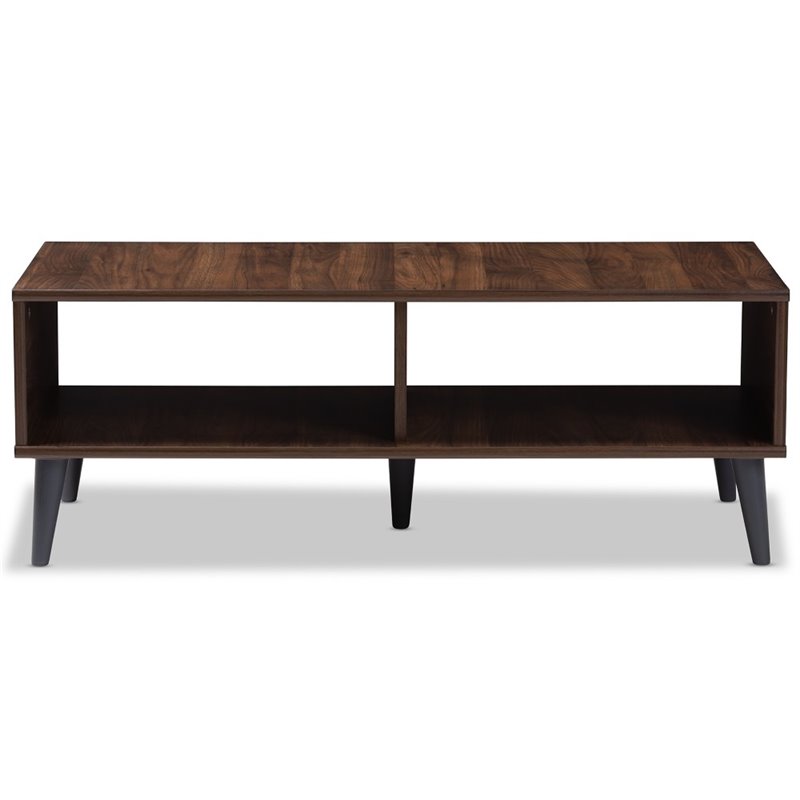 Bowery Hill Wood Coffee Table in Brown and Dark Grey
