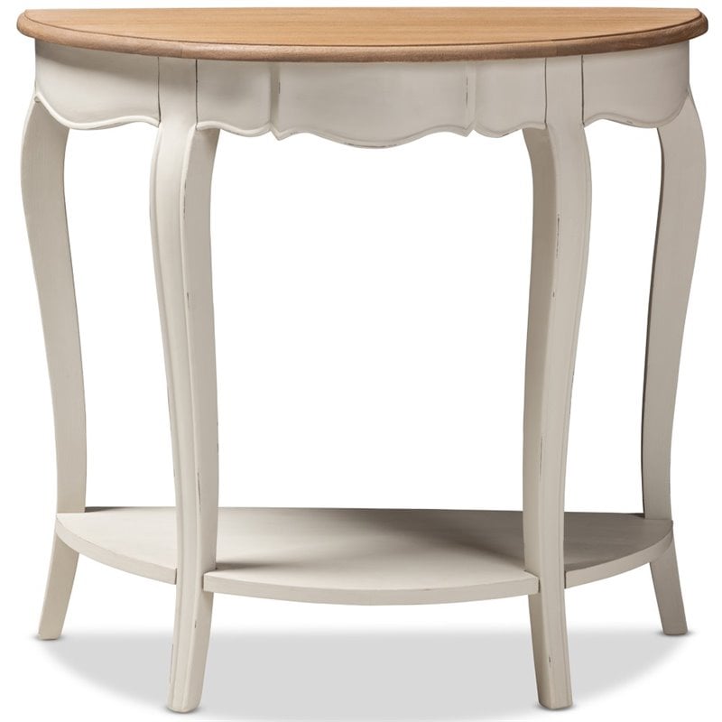 Bowery Hill Console Table in White and Natural Brown