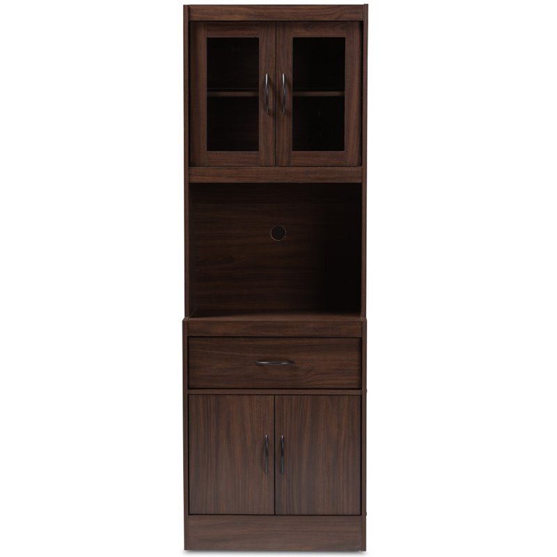 Bowery Hill Kitchen Cabinet and Hutch in Dark Walnut