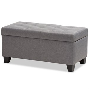 Bowery Hill Upholstered Storage Ottoman Bench in Grey