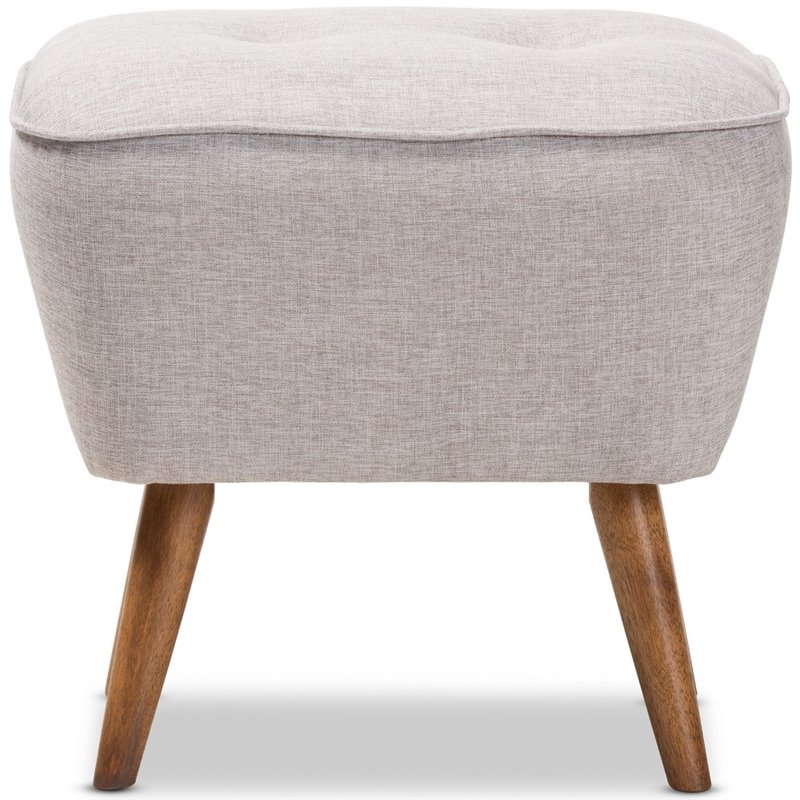 Bowery Hill Ottoman in Greyish Beige and Walnut Brown