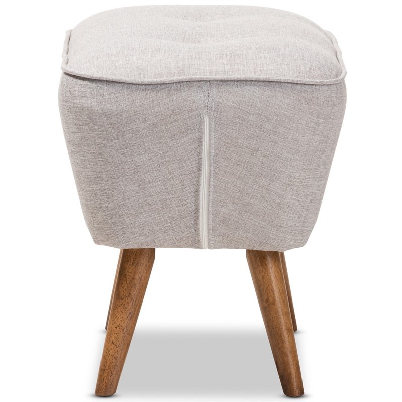 Bowery Hill Ottoman in Greyish Beige and Walnut Brown