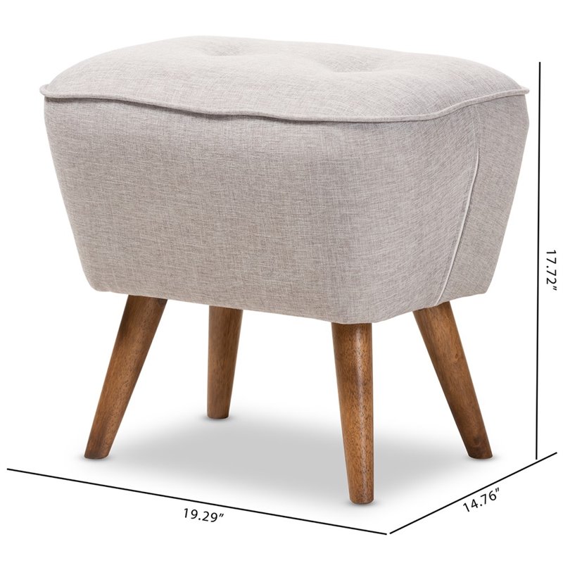 Bowery Hill Ottoman in Greyish Beige and Walnut Brown