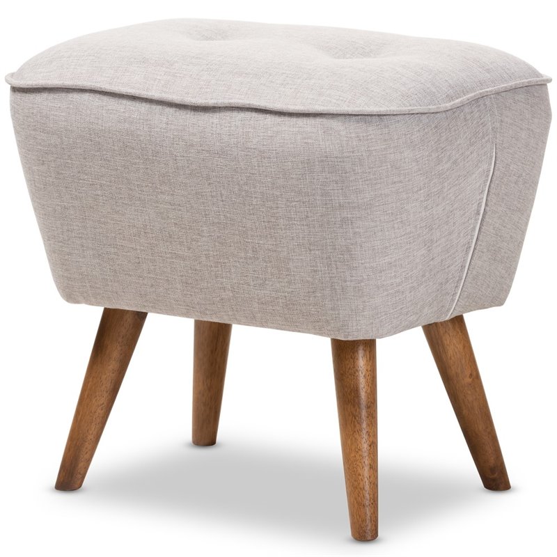 Bowery Hill Ottoman in Greyish Beige and Walnut Brown