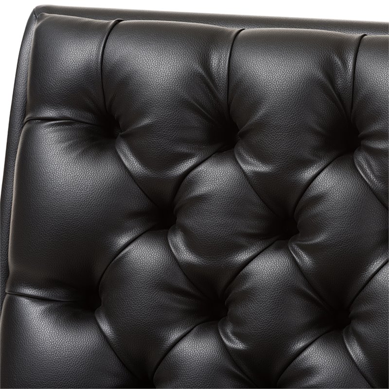 Bowery Hill Tufted Faux Leather Accent Chair in Black