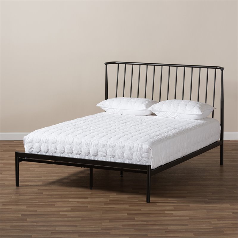 Bowery Hill Modern Metal Queen Spindle Platform Bed in Black