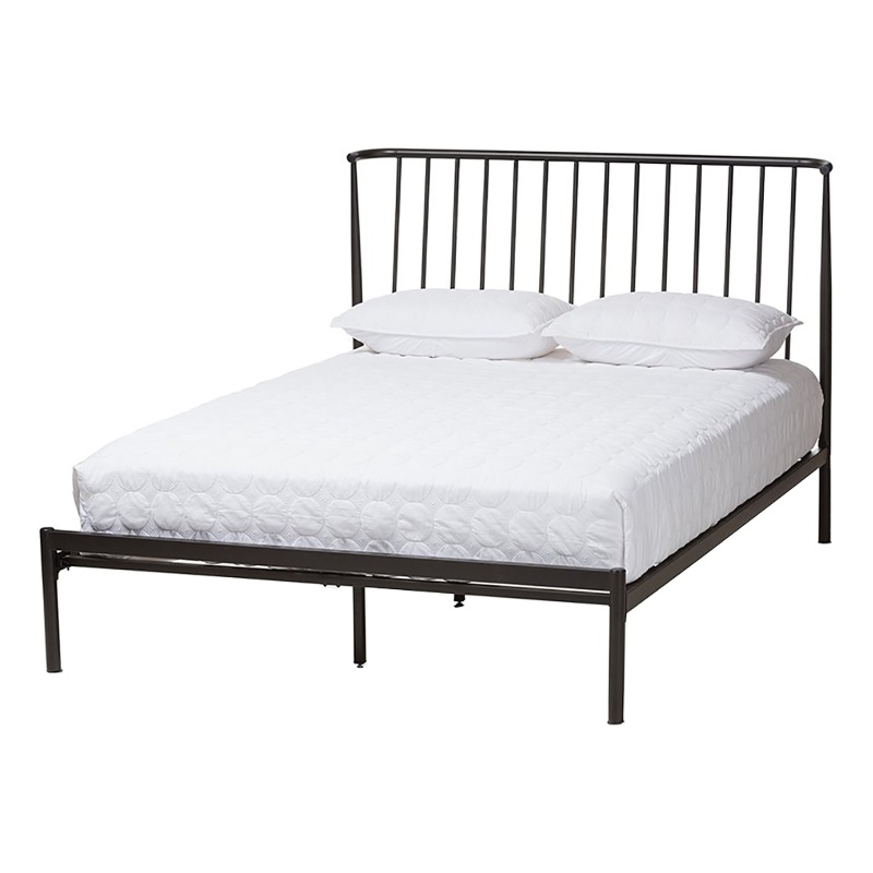 Bowery Hill Modern Metal Queen Spindle Platform Bed in Black