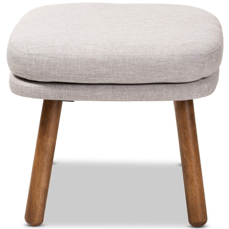 Bowery Hill Ottoman in Greyish Beige and Walnut Brown
