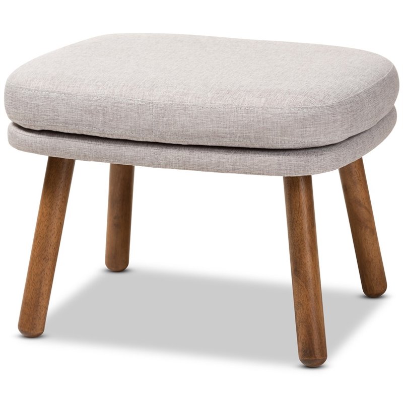 Bowery Hill Ottoman in Greyish Beige and Walnut Brown